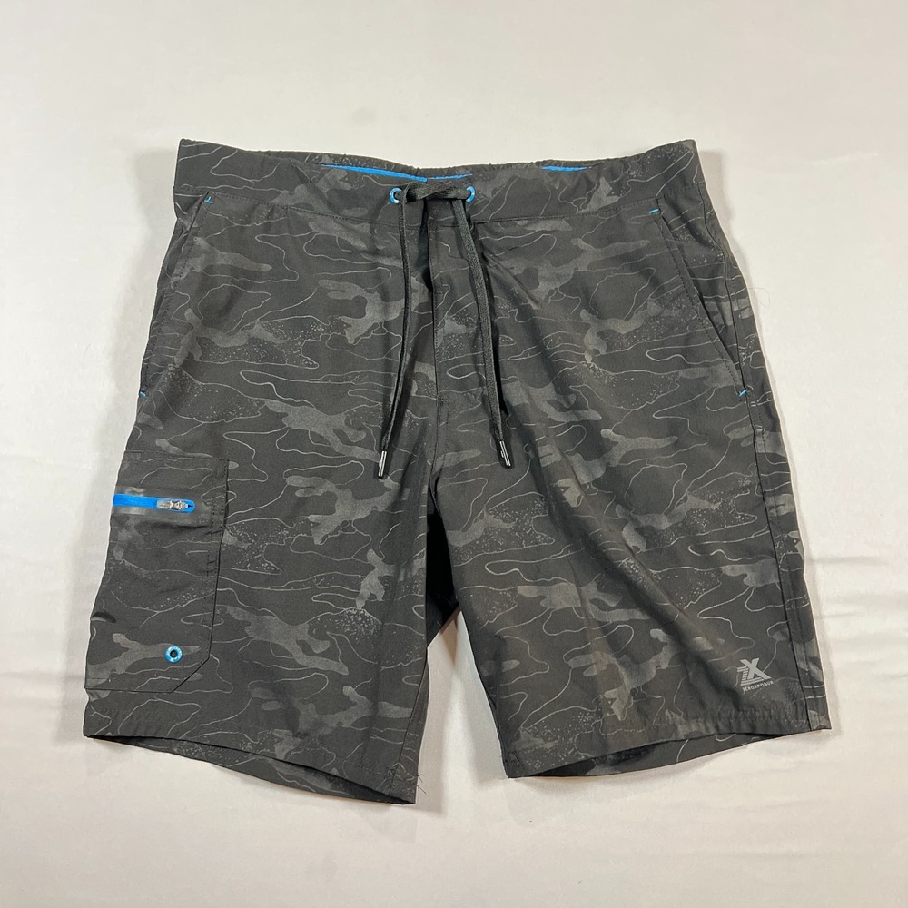 Zeroxposur Swim Trunks Shorts Mens M Black Stretch Camouflage Print Beach Wear